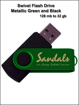 Swivel Green Metalic Flash Drive